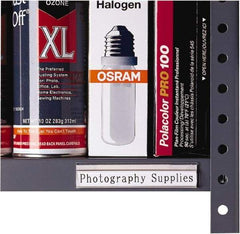 C-LINE - 7/8" Wide, Open Shelving Accessory/Component - Plastic, Clear Plastic Finish, 4" Long, Use with Files, Shelves, Bins - Eagle Tool & Supply