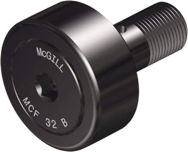 McGill - 90mm Roller Diam x 35mm Width, 30mm Stud Diam x 63mm Length, Crowned Sealed Stud Cam Follower with Hex - Steel, 32mm Thread Length, M30x1.5 Thread, 100mm OAL, 14,420 Lb Dynamic Cap, 22,999 Lb Static Cap - Eagle Tool & Supply