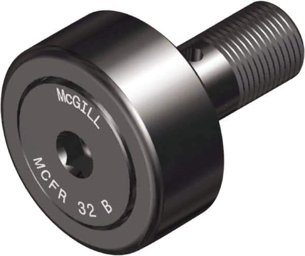 McGill - 85mm Roller Diam x 35mm Width, 30mm Stud Diam x 63mm Length, Crowned Sealed Stud Cam Follower with Hex - Steel, 32mm Thread Length, M30x1.5 Thread, 100mm OAL, 10,495 Lb Dynamic Cap, 19,694 Lb Static Cap - Eagle Tool & Supply