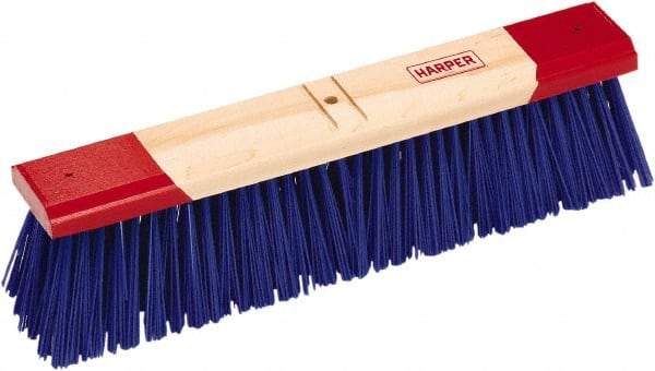 Harper Brush - 24" Rough Surface Synthetic Push Broom - 4-1/8" Bristle Length, Wood Block, Bolt-On Handle Connection, Handle Sold Separately - Eagle Tool & Supply