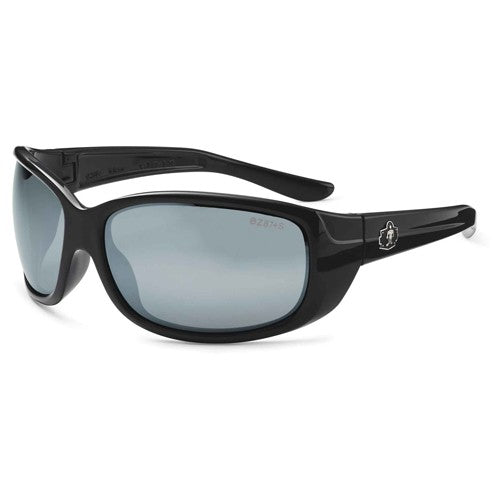 ERDA Silver Mirror Lens Black Safety Glasses - Eagle Tool & Supply