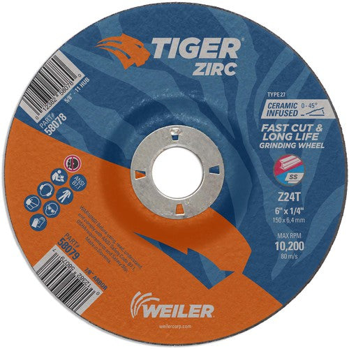 6X1/4X7/8 Z24T ZIRC T27 GRIND WHL - Eagle Tool & Supply