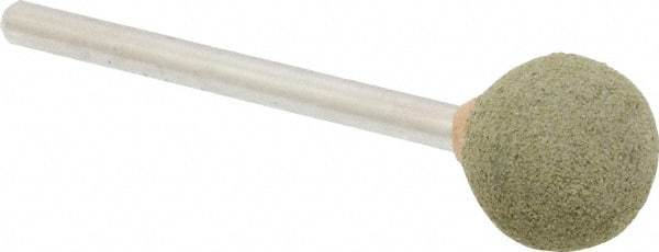 Grier Abrasives - 1/2" Max Diam x 1-3/4" Long, Ball B121, Rubberized Point - Medium Grade, Aluminum Oxide, Mounted - Eagle Tool & Supply