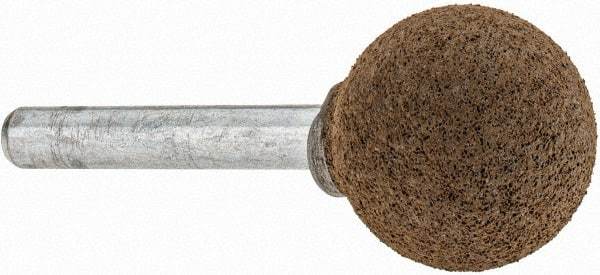 Grier Abrasives - 1" Max Diam x 2" Long, Ball A25, Rubberized Point - Coarse Grade, Aluminum Oxide, Mounted - Eagle Tool & Supply