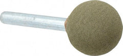 Grier Abrasives - 1" Max Diam x 2" Long, Ball A25, Rubberized Point - Medium Grade, Aluminum Oxide, Mounted - Eagle Tool & Supply
