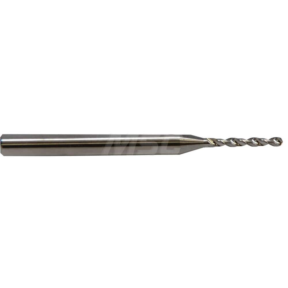 Micro Drill Bit: 0.011″ Dia, 130 °, Solid Carbide Bright/Uncoated, 1.5″ OAL, RH Cut, Spiral Flute, Straight-Cylindrical Shank, Series 302