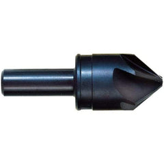 M.A. Ford - 3/4" Head Diam, 1/2" Shank Diam, 6 Flute 90° High Speed Steel Countersink - 2-3/4" OAL - Eagle Tool & Supply