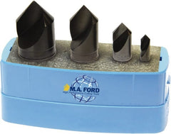M.A. Ford - 4 Piece, 1/4 to 1" Head Diam, 82° Included Angle, Single End Countersink Set - Eagle Tool & Supply
