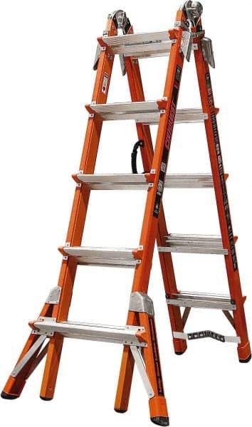 Little Giant Ladder - 18 Steps, 18' High, Type IA Rating, Fiberglass Multi-Use Ladder - 300 Lb Load Capacity, 29" Base Width - Eagle Tool & Supply
