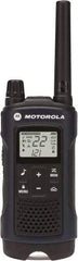 Motorola - 35 Mile Range, 22 Channel, 1.5 Watt, Series T400, Recreational Two Way Radio - FRS/GMRS Band, 462.55 to 467.7125 Hz, AA & NiMH Battery, 10 NiMH & 26 AA hr Life, 7.54" High x 2.26" Wide x 1.37" Deep, Scanning, Low Battery Alerts - Eagle Tool & Supply