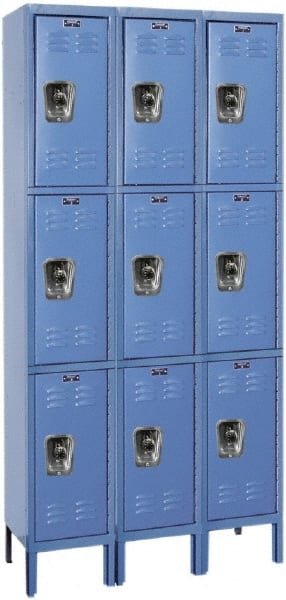 Hallowell - 9 Door, 3 Tier, Ready-Built Wardrobe & Box Lockers - Eagle Tool & Supply