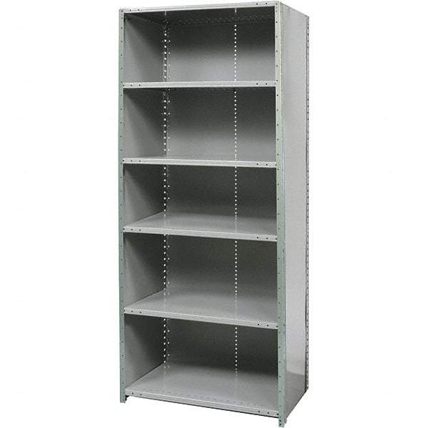 Hallowell - 6 Shelf, 450 Lb. Capacity, Free Standing Closed Shelving - 48 Inch Wide x 18 Inch Deep x 87 Inch High, Gray - Eagle Tool & Supply