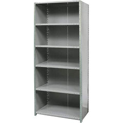 Hallowell - 6 Shelf, 1,100 Lb. Capacity, Free Standing Closed Shelving - 36 Inch Wide x 12 Inch Deep x 87 Inch High, Gray - Eagle Tool & Supply