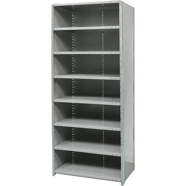 Hallowell - 8 Shelf, 1,200 Lb. Capacity, Free Standing Closed Shelving - 36 Inch Wide x 18 Inch Deep x 87 Inch High, Gray - Eagle Tool & Supply