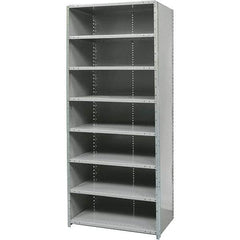 Hallowell - 8 Shelf, 1,100 Lb. Capacity, Free Standing Closed Shelving - 36 Inch Wide x 12 Inch Deep x 87 Inch High, Gray - Eagle Tool & Supply