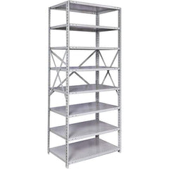 Hallowell - 8 Shelf Starter Medium-Duty Open Steel Shelving - 375 Lb Capacity, 48" Wide x 87" High x 18" Deep, Platinum - Eagle Tool & Supply