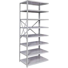 Hallowell - 8 Shelf Add-On Medium-Duty Open Steel Shelving - 350 Lb Capacity, 48" Wide x 87" High x 24" Deep, Platinum - Eagle Tool & Supply