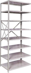 Hallowell - 8 Shelf Add-On Medium-Duty Open Steel Shelving - 500 Lb Capacity, 36" Wide x 87" High x 24" Deep, Platinum - Eagle Tool & Supply
