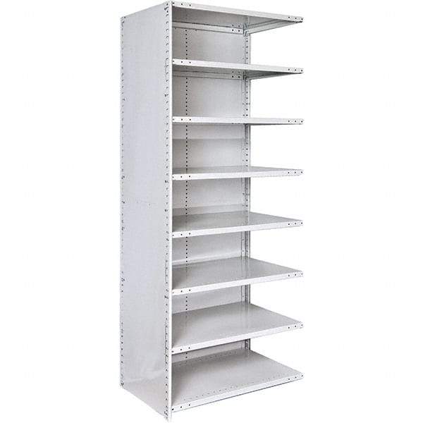 Hallowell - 8 Shelf, 500 Lb. Capacity, Closed Shelving Add-On Unit - 36 Inch Wide x 18 Inch Deep x 87 Inch High, Platinum - Eagle Tool & Supply
