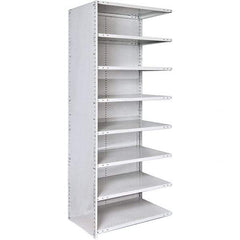 Hallowell - 8 Shelf, 350 Lb. Capacity, Closed Shelving Add-On Unit - 48 Inch Wide x 24 Inch Deep x 87 Inch High, Platinum - Eagle Tool & Supply