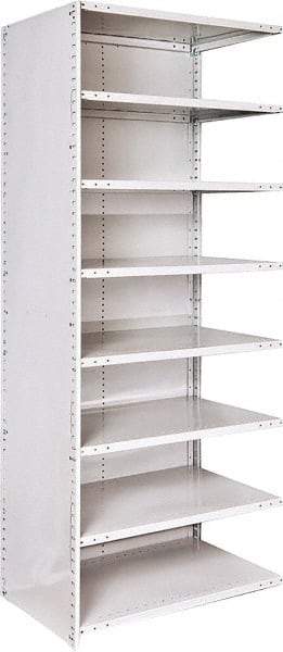 Hallowell - 8 Shelf, 500 Lb. Capacity, Closed Shelving Add-On Unit - 36 Inch Wide x 24 Inch Deep x 87 Inch High, Platinum - Eagle Tool & Supply