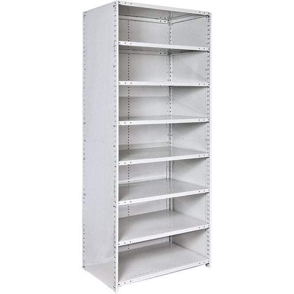 Hallowell - 8 Shelf, 375 Lb. Capacity, Closed Shelving Starter Unit - 48 Inch Wide x 18 Inch Deep x 87 Inch High, Platinum - Eagle Tool & Supply