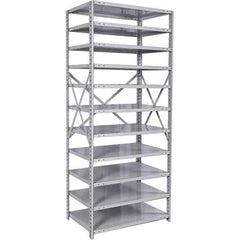 Hallowell - 11 Shelf Starter Medium-Duty Open Steel Shelving - 375 Lb Capacity, 48" Wide x 87" High x 18" Deep, Platinum - Eagle Tool & Supply