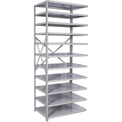 Hallowell - 11 Shelf Add-On Medium-Duty Open Steel Shelving - 500 Lb Capacity, 36" Wide x 87" High x 18" Deep, Platinum - Eagle Tool & Supply