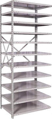 Hallowell - 11 Shelf Add-On Medium-Duty Open Steel Shelving - 500 Lb Capacity, 36" Wide x 87" High x 24" Deep, Platinum - Eagle Tool & Supply