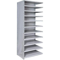 Hallowell - 11 Shelf, 375 Lb. Capacity, Closed Shelving Add-On Unit - 48 Inch Wide x 12 Inch Deep x 87 Inch High, Platinum - Eagle Tool & Supply