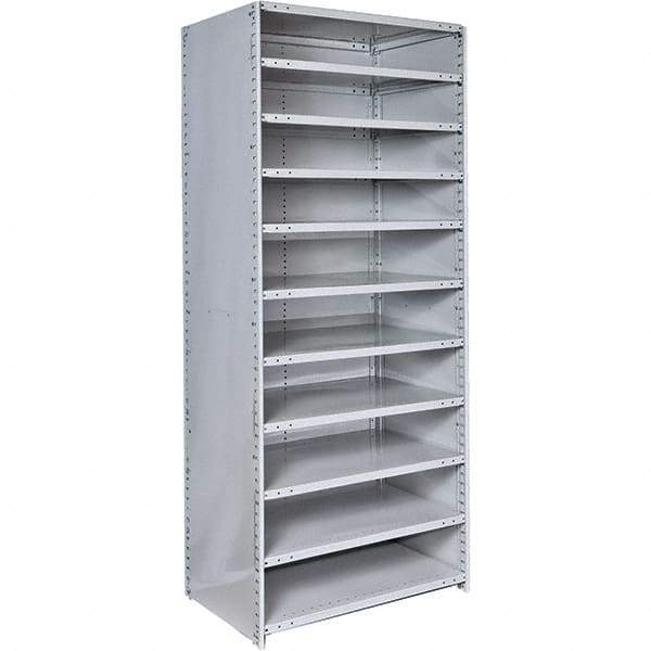 Hallowell - 11 Shelf, 500 Lb. Capacity, Closed Shelving Starter Unit - 36 Inch Wide x 18 Inch Deep x 87 Inch High, Platinum - Eagle Tool & Supply
