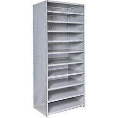 Hallowell - 11 Shelf, 375 Lb. Capacity, Closed Shelving Starter Unit - 48 Inch Wide x 12 Inch Deep x 87 Inch High, Platinum - Eagle Tool & Supply