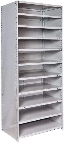Hallowell - 11 Shelf, 500 Lb. Capacity, Closed Shelving Starter Unit - 36 Inch Wide x 24 Inch Deep x 87 Inch High, Platinum - Eagle Tool & Supply