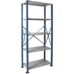 Hallowell - 5 Shelf Starter Heavy-Duty Open Steel Shelving - 500 Lb Capacity, 48" Wide x 123" High x 24" Deep, Blue/Platinum - Eagle Tool & Supply