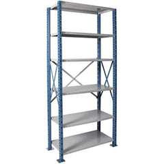 Hallowell - 6 Shelf Starter Heavy-Duty Open Steel Shelving - 450 Lb Capacity, 48" Wide x 87" High x 18" Deep, Blue/Platinum - Eagle Tool & Supply