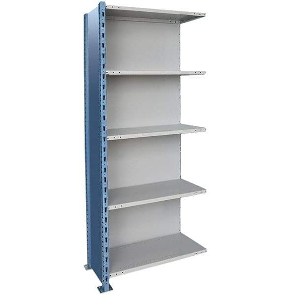 Hallowell - 5 Shelf, 800 Lb. Capacity, Closed Shelving Add-On Unit - 36 Inch Wide x 24 Inch Deep x 123 Inch High, Blue and Platinum - Eagle Tool & Supply