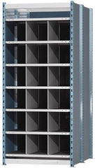 Hallowell - 18 Bin Heavy-Duty Deep Bin Industrial Shelving - 36 Inch Overall Width x 48 Inch Overall Depth x 87 Inch Overall Height, Blue and Platinum Steel Bins - Eagle Tool & Supply