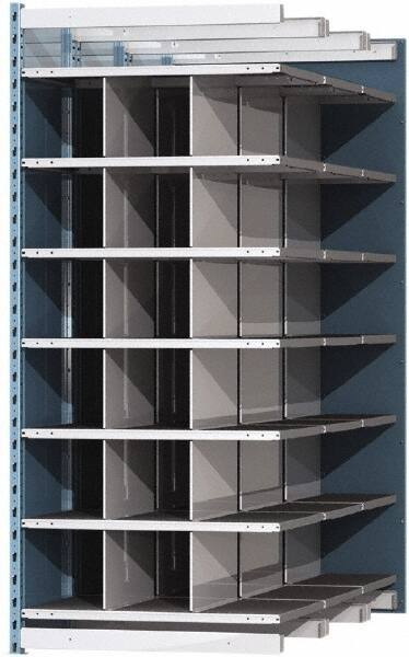 Hallowell - 18 Bin Heavy-Duty Deep Bin Industrial Shelving - 36 Inch Overall Width x 72 Inch Overall Depth x 87 Inch Overall Height, Blue and Platinum Steel Bins - Eagle Tool & Supply
