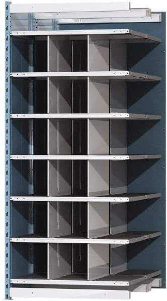 Hallowell - 18 Bin Heavy-Duty Deep Bin Industrial Shelving - 36 Inch Overall Width x 48 Inch Overall Depth x 87 Inch Overall Height, Blue and Platinum Steel Bins - Eagle Tool & Supply