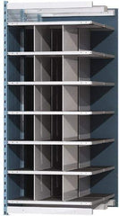 Hallowell - 18 Bin Heavy-Duty Deep Bin Industrial Shelving - 36 Inch Overall Width x 48 Inch Overall Depth x 87 Inch Overall Height, Blue and Platinum Steel Bins - Eagle Tool & Supply