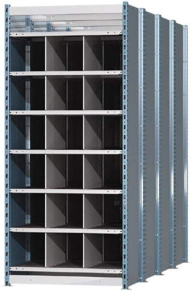 Hallowell - 18 Bin Heavy-Duty Deep Bin Industrial Shelving - 36 Inch Overall Width x 96 Inch Overall Depth x 87 Inch Overall Height, Blue and Platinum Steel Bins - Eagle Tool & Supply