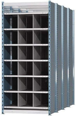 Hallowell - 18 Bin Heavy-Duty Deep Bin Industrial Shelving - 36 Inch Overall Width x 96 Inch Overall Depth x 87 Inch Overall Height, Blue and Platinum Steel Bins - Eagle Tool & Supply