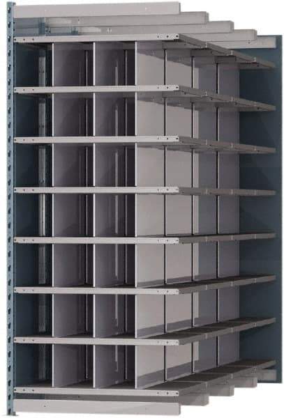 Hallowell - 28 Bin Heavy-Duty Deep Bin Industrial Shelving - 36 Inch Overall Width x 96 Inch Overall Depth x 87 Inch Overall Height, Blue and Platinum Steel Bins - Eagle Tool & Supply