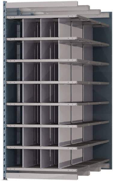 Hallowell - 28 Bin Heavy-Duty Deep Bin Industrial Shelving - 36 Inch Overall Width x 72 Inch Overall Depth x 87 Inch Overall Height, Blue and Platinum Steel Bins - Eagle Tool & Supply
