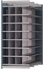 Hallowell - 28 Bin Heavy-Duty Deep Bin Industrial Shelving - 36 Inch Overall Width x 72 Inch Overall Depth x 87 Inch Overall Height, Blue and Platinum Steel Bins - Eagle Tool & Supply