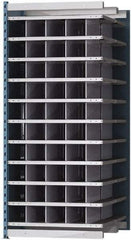 Hallowell - 50 Bin Heavy-Duty Deep Bin Industrial Shelving - 36 Inch Overall Width x 48 Inch Overall Depth x 87 Inch Overall Height, Blue and Platinum Steel Bins - Eagle Tool & Supply