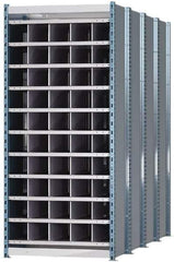 Hallowell - 50 Bin Heavy-Duty Deep Bin Industrial Shelving - 36 Inch Overall Width x 96 Inch Overall Depth x 87 Inch Overall Height, Blue and Platinum Steel Bins - Eagle Tool & Supply