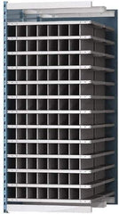 Hallowell - 96 Bin Heavy-Duty Deep Bin Industrial Shelving - 36 Inch Overall Width x 48 Inch Overall Depth x 87 Inch Overall Height, Blue and Platinum Steel Bins - Eagle Tool & Supply