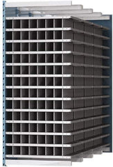Hallowell - 96 Bin Heavy-Duty Deep Bin Industrial Shelving - 36 Inch Overall Width x 96 Inch Overall Depth x 87 Inch Overall Height, Blue and Platinum Steel Bins - Eagle Tool & Supply