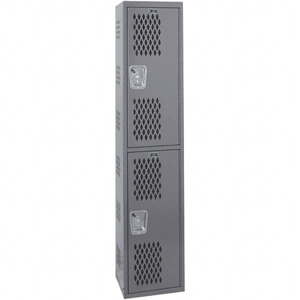 Hallowell - 2 Door, 2 Tier, Heavy-Duty Ventilated Wardrobe & Box Lockers - Eagle Tool & Supply